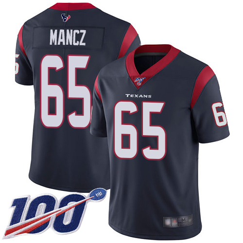 Houston Texans Limited Navy Blue Men Greg Mancz Home Jersey NFL Football #65 100th Season Vapor Untouchable->houston texans->NFL Jersey